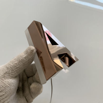 रोज गोल्ड मिरर बैकलिट स्टेनलेस स्टील लेटर्स एंटी रस्ट बैकलिट मेटल साइन: