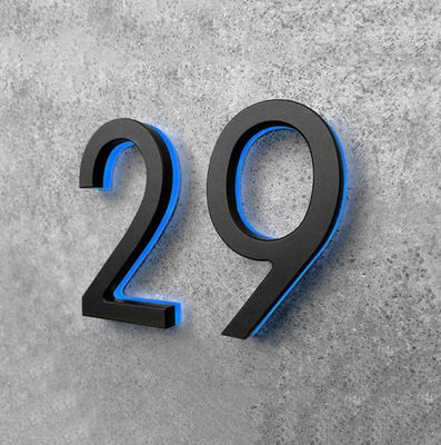 गोल्ड मिरर हाउस नंबर साइन होटल डोर नंबर प्लेट्स DC12V