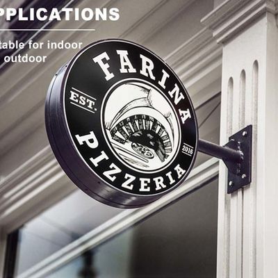 आउटडोर 12 वी एलईडी बिजनेस रेस्तरां साइन बोर्ड ब्लैक पेंटिंग डबल साइडेड