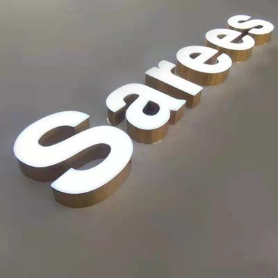 बैकलिट मेटल लेटर्स स्टोरफ्रंट साइन 10cm मोटाई शॉप डेकोर