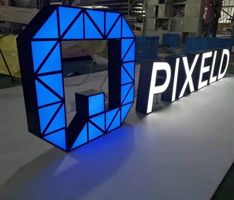 बैकलिट मेटल लेटर्स स्टोरफ्रंट साइन 10cm मोटाई शॉप डेकोर