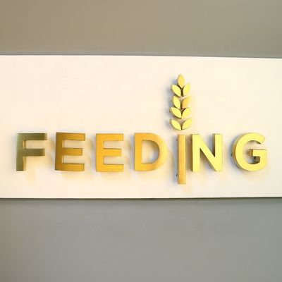 गोल्ड ब्रश स्टेनलेस स्टील बैकलिट पत्र संकेत