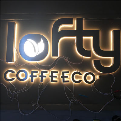 राल ऐक्रेलिक बैकलिट चैनल पत्र अनुकूलित ब्रश क्रोम 12VDC